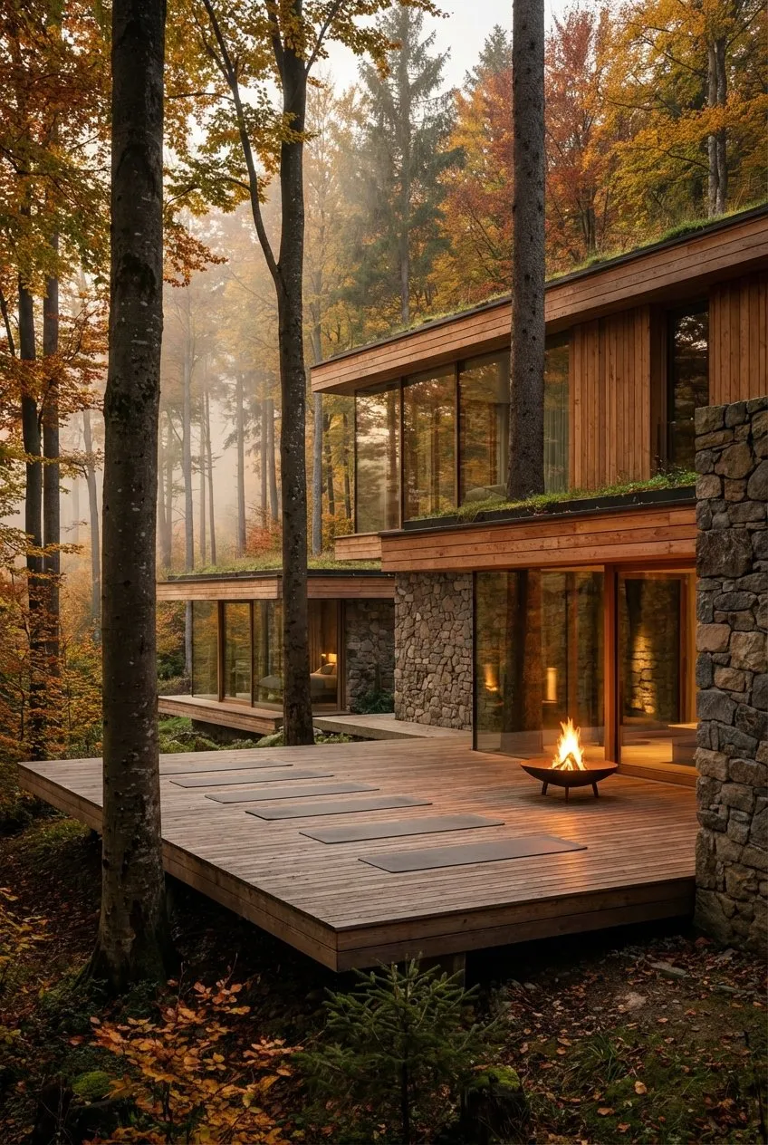 Yoga Terasse in Yoga Retreat Hotel in Österreich im Wald