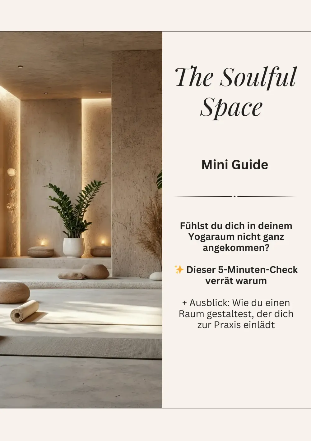 Yogaecke zu Hause mit Matte und Sitzkissen, bereit für einen ersten Raum-Check